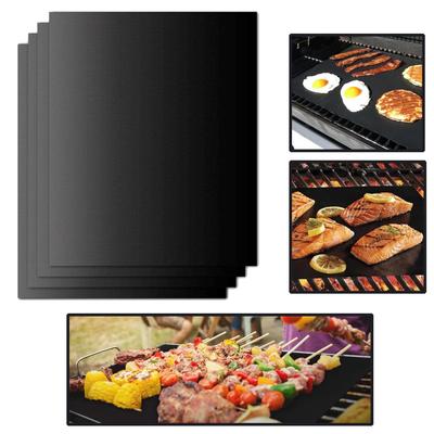TEMU Bbq Grill Mats, 4pcs Set Grill Mats Grill Plate Gas Grill, Reusable Baking Paper, For Charcoal Grill, Electronic Grill, 40x33cm Image
