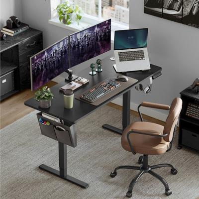 TEMU Height-adjustable Electric Desk, 60 X 140 X (72-120) Cm, Adjustable Table With Memory Function For 4 , Ideal For Home Office And Study Room Image