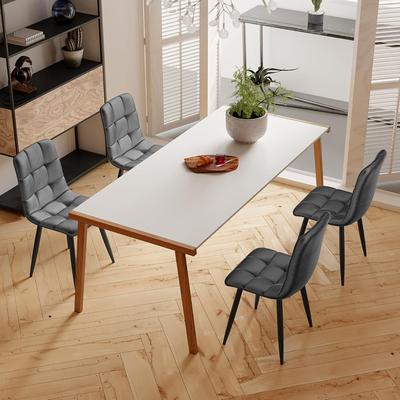 TEMU Ycz Lot Of 4 Dining Room Chairs With Backrest, Velvet Chair And Metal Legs, Padded Seat, Seat Width 44 Cm, Pointed Design, For Dining Room, Living Room, Bedroom, Bar, Kitchen, Image