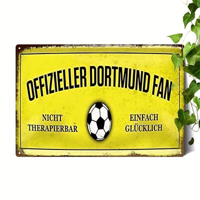 TEMU 1pc Dortmund Official Fan Sign - Vintage Decor, 8x12 Inch, Soccer Ball Design, Garden, Bar, Cafe, Or Indoor/outdoor Use, Soccer Room Decor Image