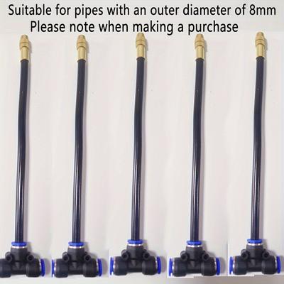 TEMU 5pcs Drip Irrigation Mist Nozzle Kit With 8-inch Flexible Hose, Adjustable 360-degree Rotation, Brass Atomizing Sprinklers, Universal Thread Connector - No Electricity Or Batteries Needed Image