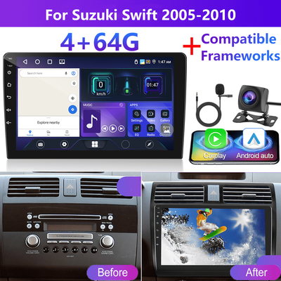 "TEMU Podofo 10.1"" 10 Car Stereo For Swift 2005-2010 - Double Din Radio With & Auto, 4gb 64gb Rom, Ahd Backup Cam, 32-eq, Gps Wifi, Steering Wheel Control"
