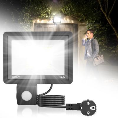 TEMU 100w Led Spotlight With Motion Detector 3500 Lm Led Floodlight With Sensor Ip66 Spotlight Wall Light For Garden Garage Image