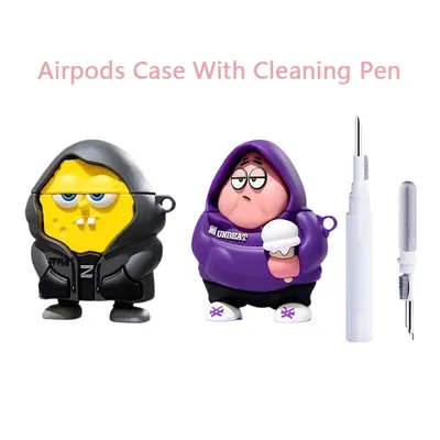 For Airpods Pro 2 Case,3D SpongeBob Patrick Star Toy Silicone Earphone Protective Cover For Airpods 4/3/2/1 For Kids Boys Girls