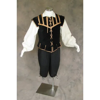 Mittelalterliche Herren-Kostüm-Outfits, Renaissance, Tudor, elisabethanische Weste, Hemd, Hose, Image