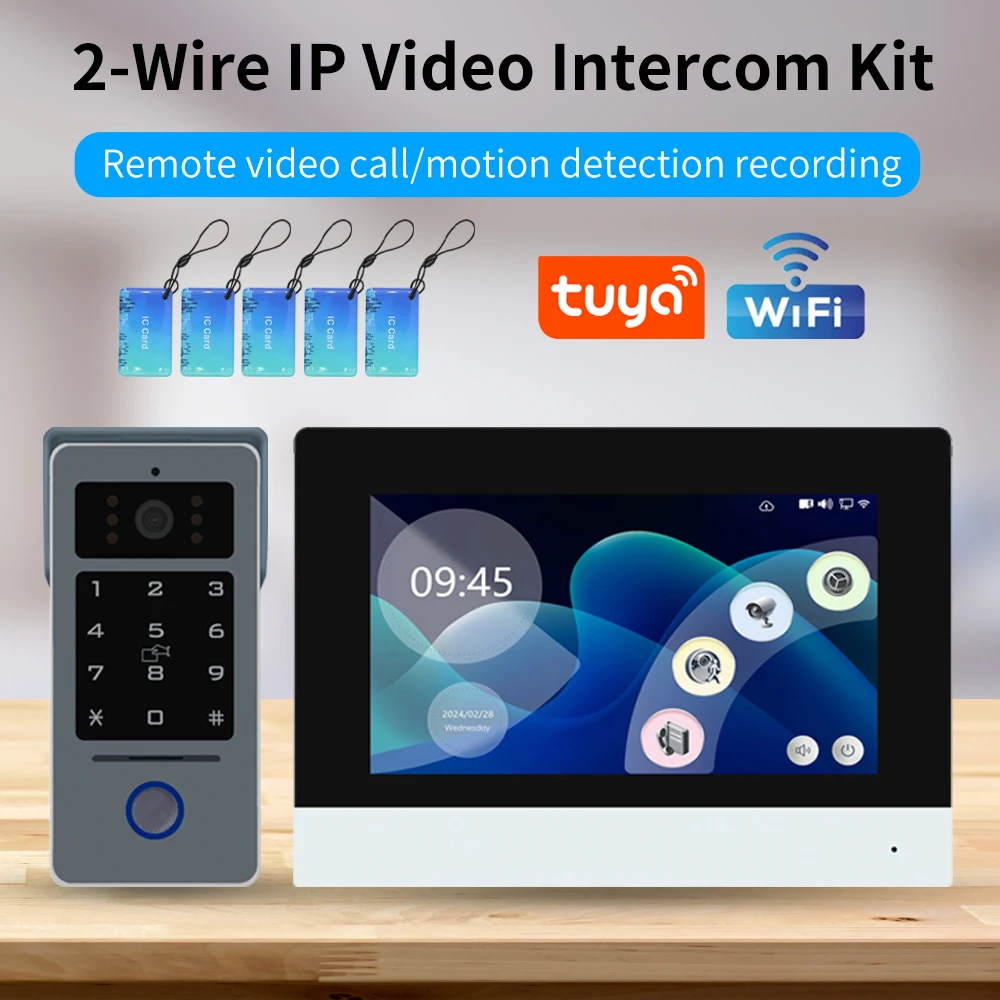 2 draht Smart Tuya Wifi 1080P Video Intercom Video Tür Telefon Farbe Touch Screen Kamera Türklingel Tür Sicherheit IP Villa RFID Image