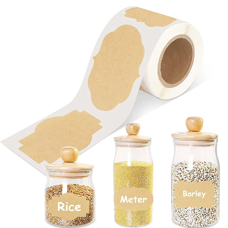 300 Stück Kraft-Aufkleber-Etiketten – 30 x 50 mm, blanko, selbstklebendes Papier für Heimwerker, Verpackung und Geschenkdekoration (entfernbar, mattes Finish) Image