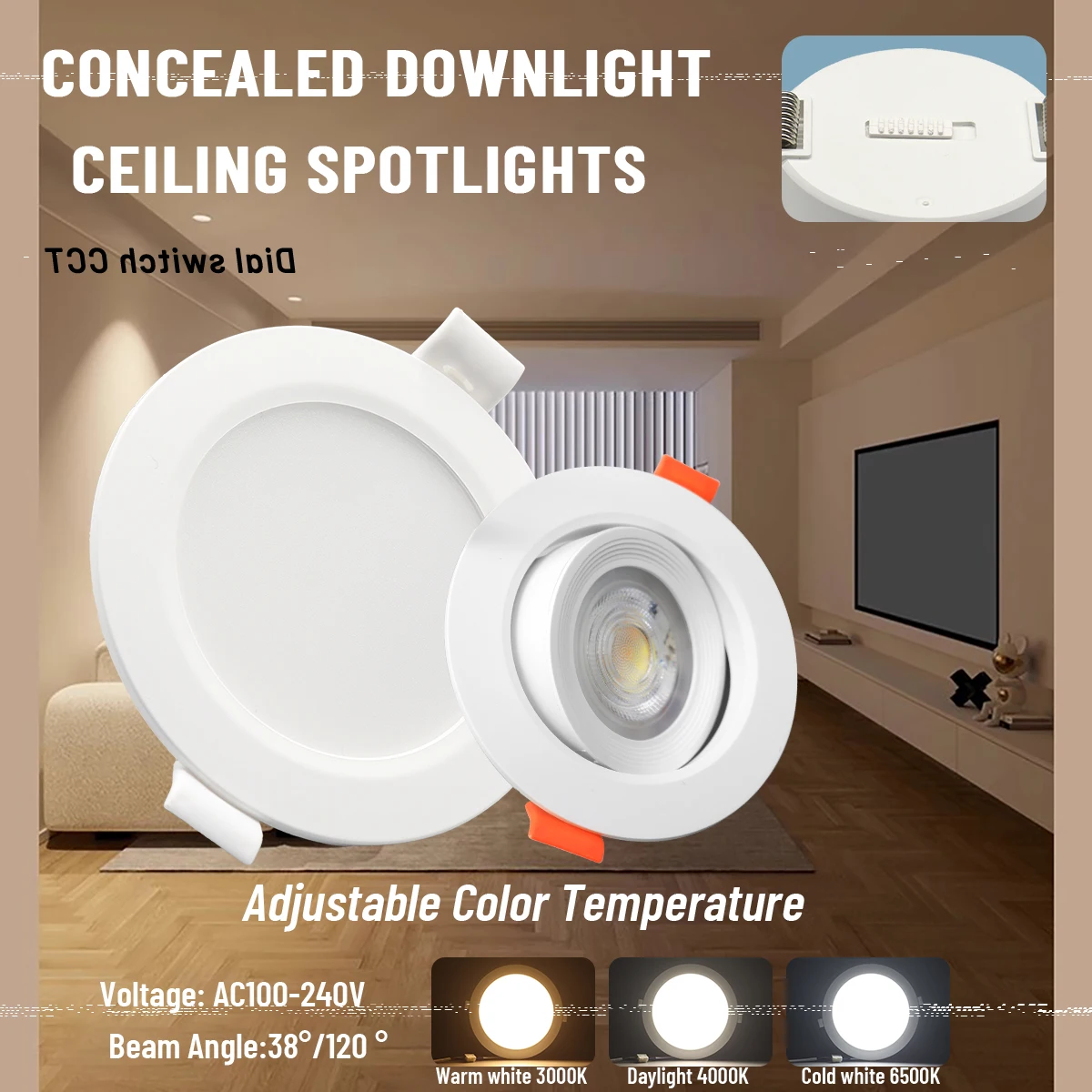 8 stücke Hight lumen LED Spot Licht 6W 7W 20W 24W 3 Farbe Angepasst Zifferblatt schalter CCT Downlight AC100-240V Decke Licht Innen Beleuchtung Image