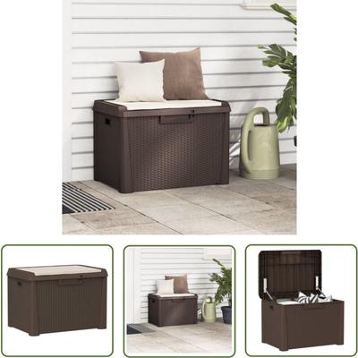 The Living Store - Gartentruhe mit Sitzkissen Braun 125 l pp - Gartentruhe - Aufbewahrungsbauchs Image