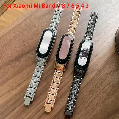 Metallarmband für Xiaomi Mi Band 9, 8, 7, 6, 5, 4, 3, Luxus-Glitzer-Volldiamant-Edelstahl-Armband, Image