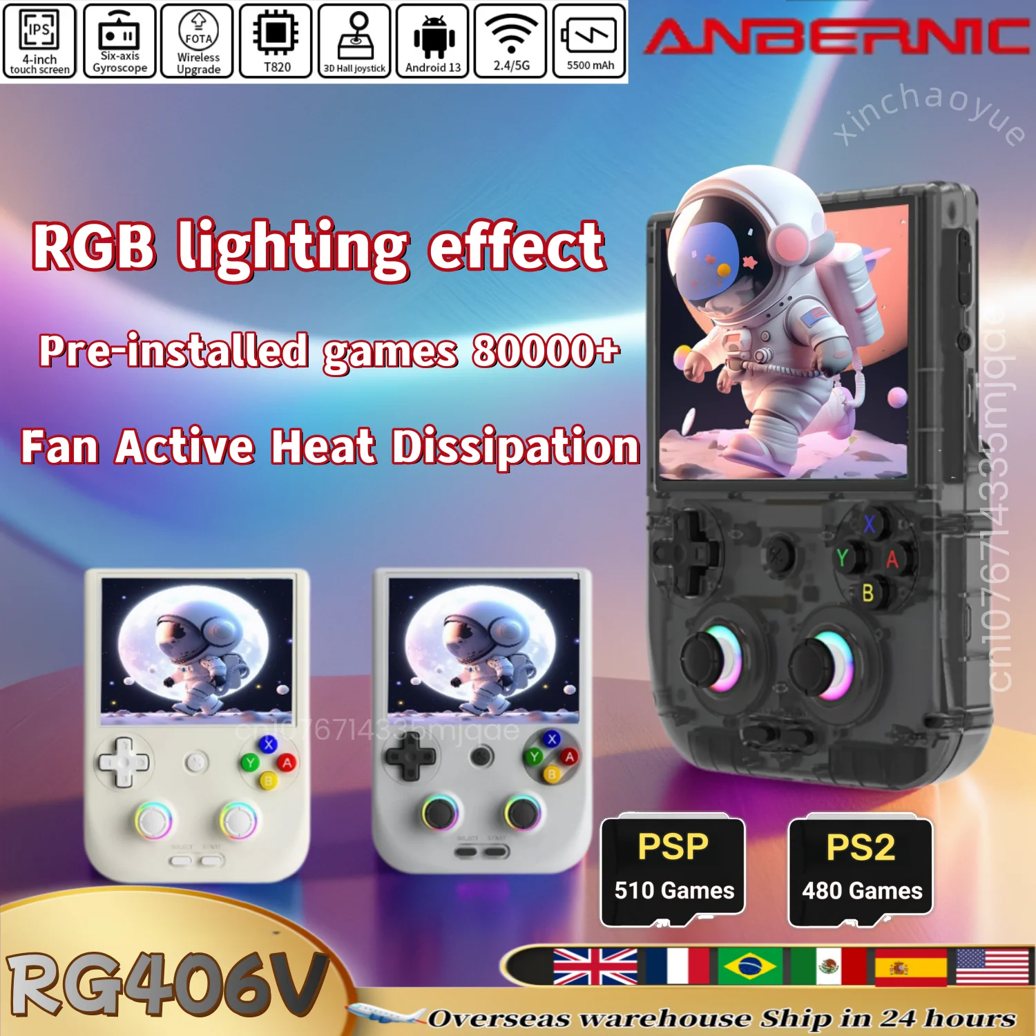 ANBERNIC RG406V RG 406 V Retro Handheld Spielkonsole Videospielkonsolen 4 IPS Touchscreen Android13 RGB Beleuchtung PSP PS2 Spiele Image