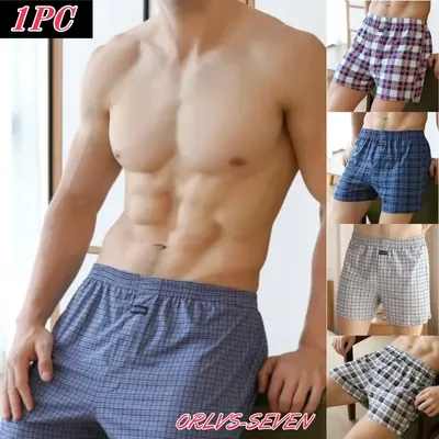 Männer Pfeil Hosen Baumwolle Gitter Unterwäsche Lose Hohe Taille Sommer Dünne Atmungsaktive Hause Shorts Beutel Unterhose Strand Hosen Image