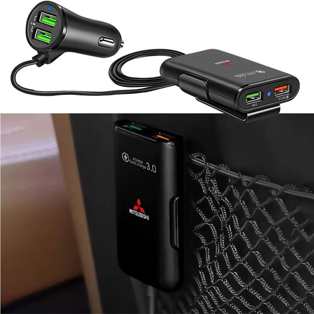 Dual USB Auto Ladegerät Schnelle Lade Auto Telefon Ladegerät Adapter Für Mitsubishi Space Star Lancer Outlander Xl Eclipse Kreuz Pajero Image