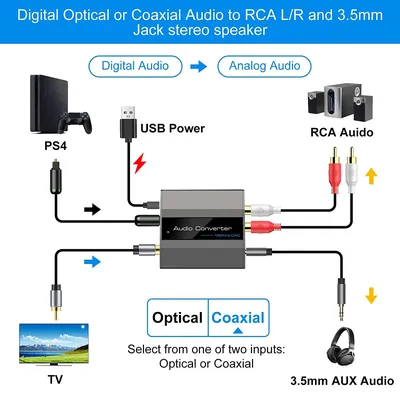 Y14AOptisch zu RCA Konverter Audio Konverter Digital zu Analog Audio Koaxial zu RCA Adapter 3,5mm Image
