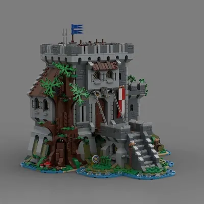 MOC Bausteine mittelalterlicher schwarzer Falke Wald Schloss Modell Block Technologie Geschenk Image