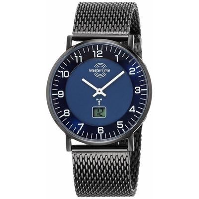 Funkuhr MASTER TIME, blau (schwarz, blau), Armbanduhren, Herren, Armbanduhr, Quarzuhr, Herrenuhr, Datum, Langzeitbatterie Image