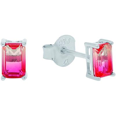 Paar Ohrstecker AMOR "2039966", bunt (silberfarben, pink, pink), Ohrringe, Damen, Silber 925 (Sterlingsilber), mit Glasstein Image