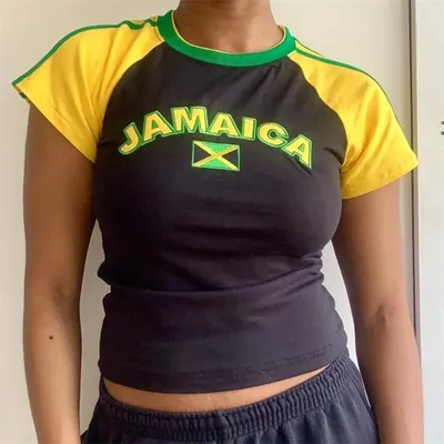 Jamaica Letter Graphic Sexy Summer Crop Tops Goth Retro High Street Fashion Gothic Hip-Hop Women New