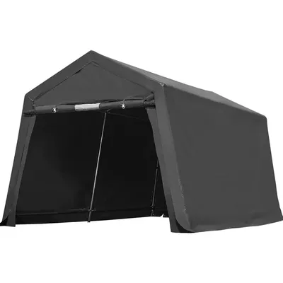 8X14 ft Steel Metal Peak Roof Portable Garage Shelter Storage Shed Carport for Motorcycle Bike or