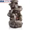 4 Tier Rock Water Fountain Outdoor Garden Decor LED Lights Relaxing Waterfall Durable Easy Setup