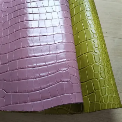 1.1/1.2mm Pink Yellow Crocodile Ginger Head Layer Of Cowhide.Real Cowhide Leather Fabric.Handmade DIY For Shoes.Bags