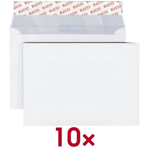 ELCO Briefumschläge Office B5 ohne Fenster 10 Stück weiß, 17.6x25 cm