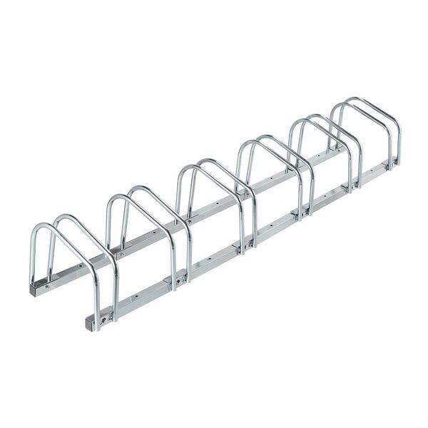 relaxdays Fahrradständer Boden für 6 Fahrräder bis 6 cm Reifenbreite silber Image
