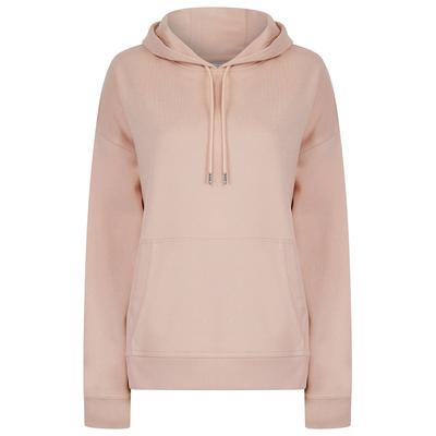 Hoodies / Sweatshirts Script Plain Long Line Oversize Drop Shoulder Crew Neck Brushback Fleece Hooded Sweatshirt in Pink - Amara Reya / 12 - Tokyo Laundry