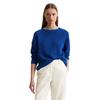 Rundhalspullover MARC O'POLO "aus Heavy-Weight-Organic-Cotton", Damen, Gr. XS, blau (shiny blau), Obermaterial: 100% Baumwolle, unifarben, casual, Rundhals, Langarm, Pullover