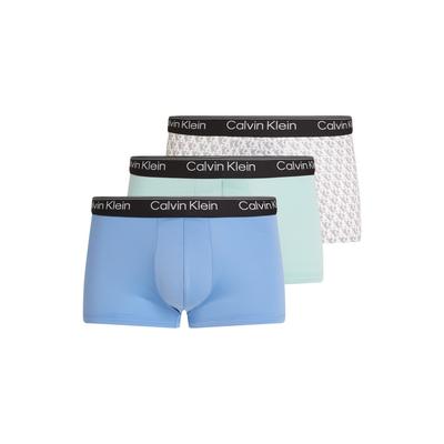 Trunk "LOW RISE TRUNK 3PK", Herren, Gr. M (50), glacier, pl monogram_ash, ster blau, Jersey, Obermaterial: 88% Polyester, 12% Elasthan, CALVIN KLEIN UNDERWEAR, körpernah, Unterhosen, mit Logo-Stretchbund Image
