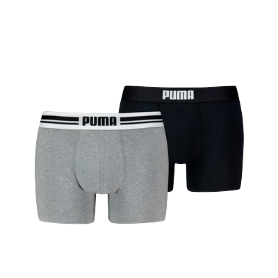 Boxershorts PUMA "PUMA MEN EVERYDAY PLACED LOGO BOXERS 2P", Herren, Gr. XXL, middle grau melange, schwarz, Obermaterial: 95% Baumwolle, 5% Elasthan, eng, Unterhosen, mit elastischem Logobund Image