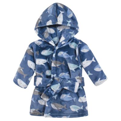 Luvable Friends Unisex Baby Plush Bathrobe, Whales, 0-9 Months - Whales - 0-9 Months