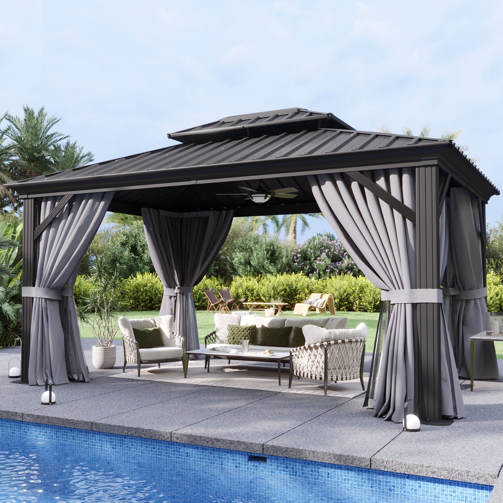 Hardtop Gazebo with Double Galvanized Steel Roof