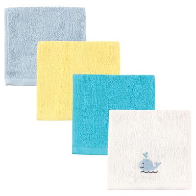 Luvable Friends Baby Boy Super Soft Cotton Washcloths, Boy Whale - Boy Whale - One Size