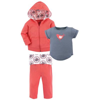 Yoga Sprout Toddler Girl Cotton Hoodie, Tee Top, and Pant, Bloom Toddler