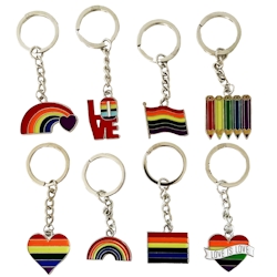 Gravidus Pride 8er Set Metall-Schlüsselanhänger verschiedene Designs Regenbogen Image