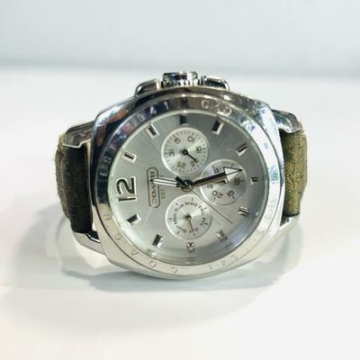 Coach Accessories | Coach Brown Signature C Jacquard Boyfriend Watch | Color: Brown/Silver | Size: Os