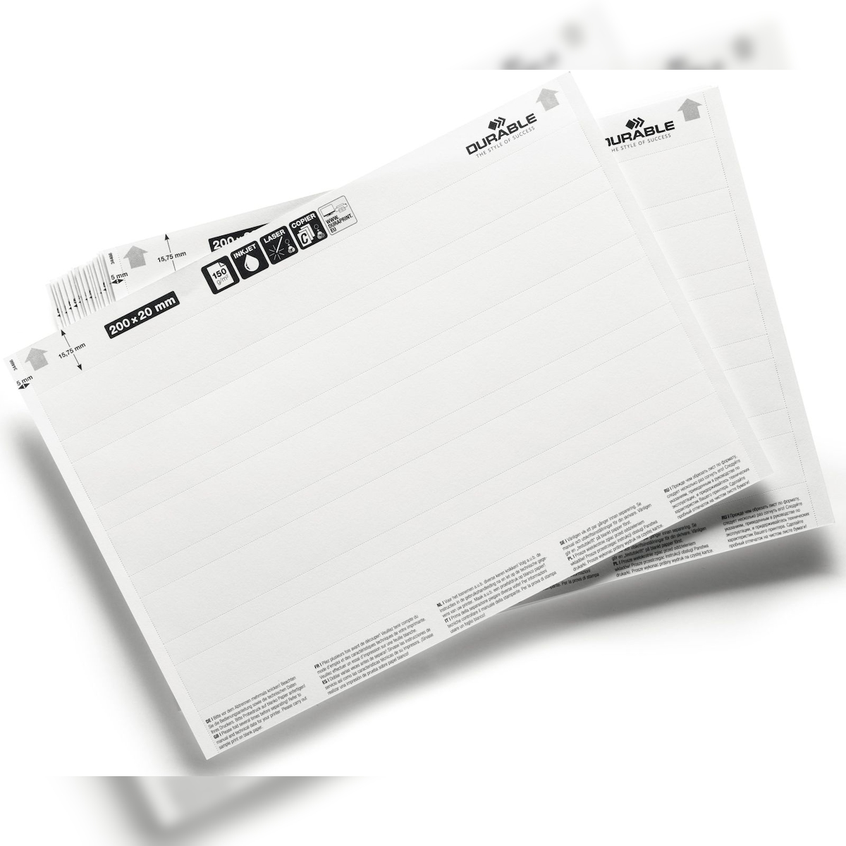 Durable Beschriftungsschilder Labelfix/Scanfix/C-Profile weiß 200x20mm VE=10x20 Bogen Image