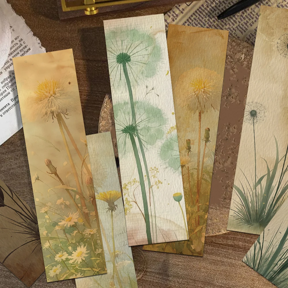 30 Stück Retro-Löwenzahn-Lesezeichen, dekorative Karten, Leseseiten, Bücher, markiert, Schule, Schreibwaren, DIY, ästhetische Lesezeichen Image