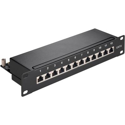 CAT 6 10-Zoll (25,4 cm) Patch Panel, 12-Port, (1 HE), STP geschirmt, schwarz. Farbversion Schwarz Image