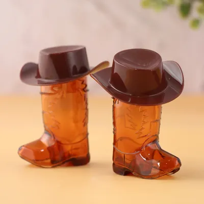 10PCS Cowboy Boot Schnapsgläser mit Cowboy Hüte Mini Kunststoff Schnaps Glas Tassen Für Geburtstag Party Dekorationen Cowboy Party gefälligkeiten