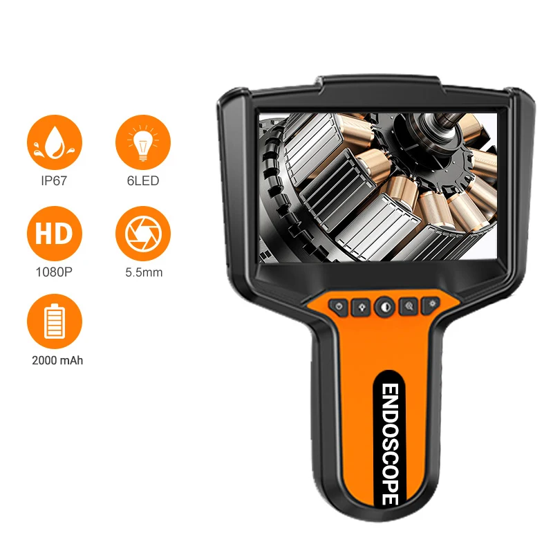 4,3'' LCD Endoskop Kamera mit Licht Handheld Endoskop 5,5mm IP67 Wasserdichte Schlange Kamera Kanalisation Inspektion Kamera Für auto Rohr Image