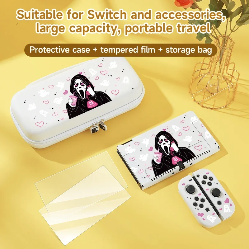 für Switch oled Schutzhülle, PU-Aufbewahrungstasche, 2 Displayschutzhüllen, 3-in-1 Switch-Zubehörset, mit 10 Spielkartensteckplätzen Image