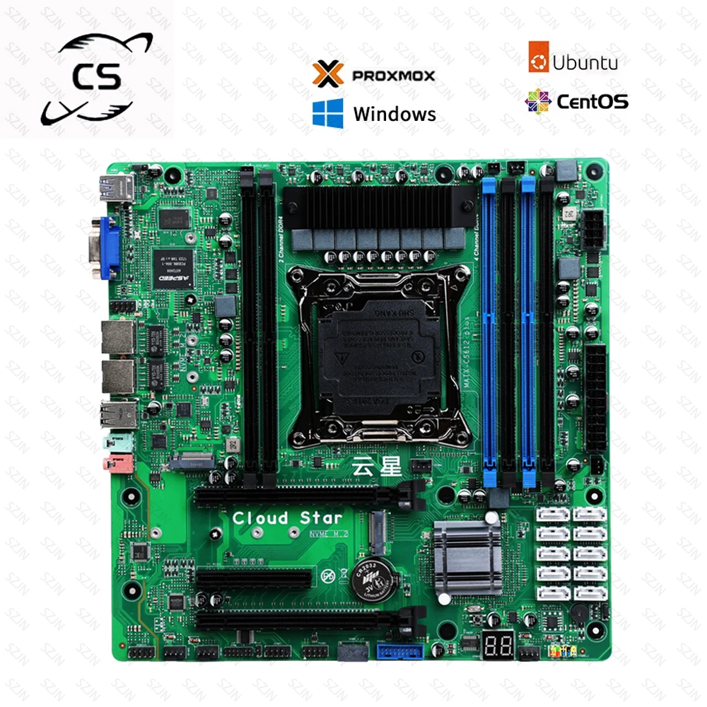 X99 Motherboard für Server Cloud Star C612 NAS Build Suppoet E5 V3 V4 DDR4 Max 384GB 2xM2 NVME 10xSATA 3.0 All-in-One-PC Image