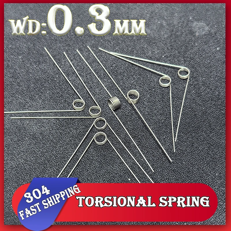Drahtdurchmesser: 0,3 mm, Edelstahl 304, kleine Torsionsfeder, 60/90/120/180 Grad Torsions-Haarnadelfeder, V-förmig, anpassbar Image