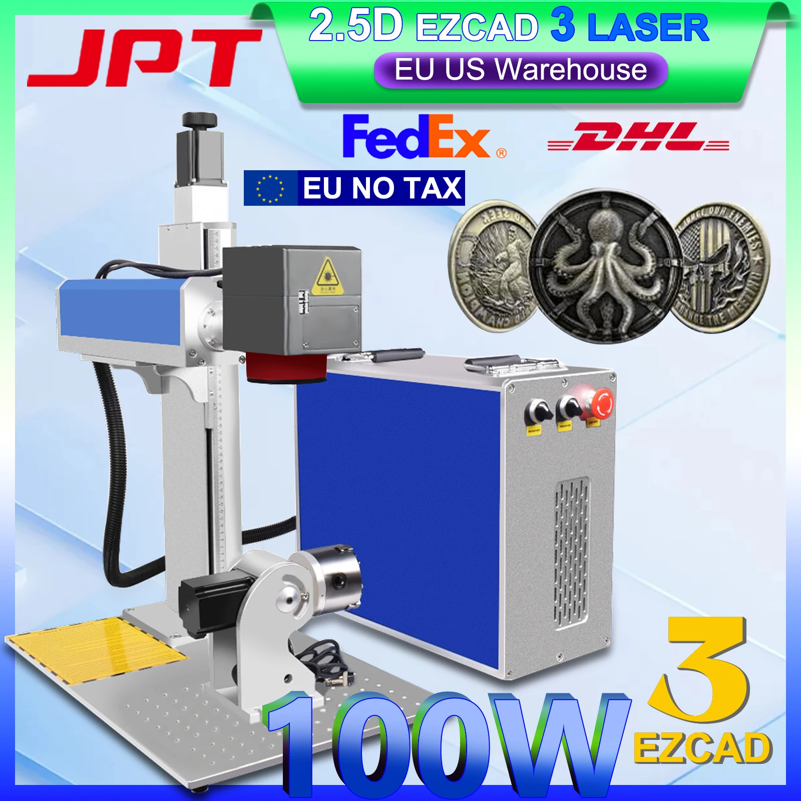 2,5 D Ezcad3 JPT MOPA 100 W Faser Laser Graveur 50 W Faser Laser Kennzeichnung Maschine 3D Faser Laser 110X110 MM EU/US Lager Image