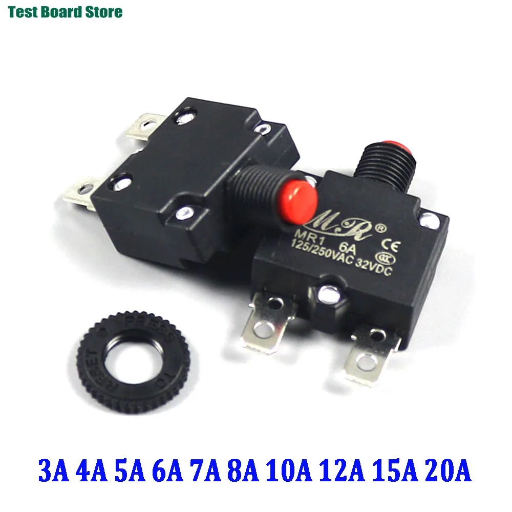 5 Stücke Leistungsschalter Überlastschutz Schalter Sicherung 3A 4A 5A 6A 7A 8A 10A 12A 15A 20A Rückstellbar 220 V Image