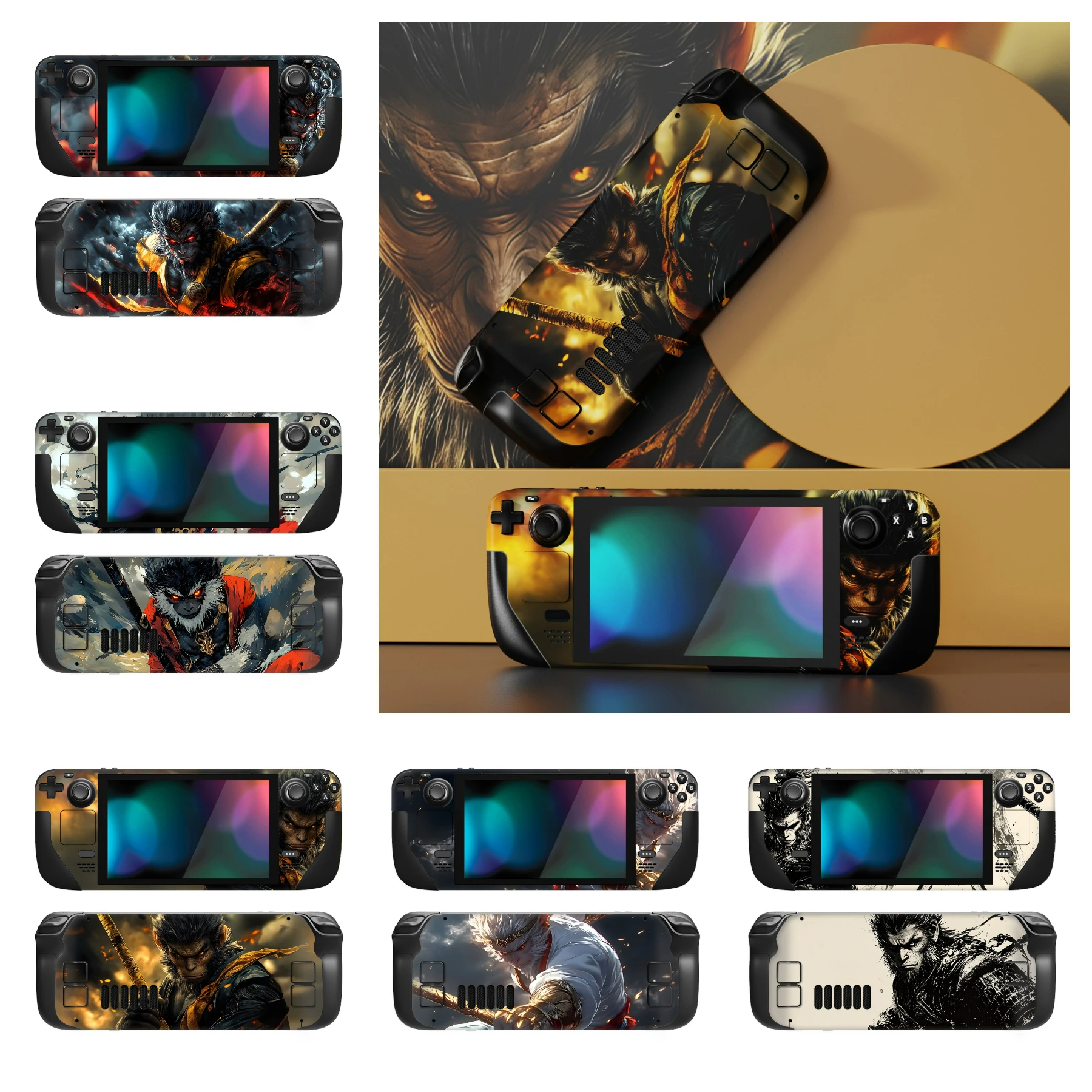 PlayVital Komplettset Schutzaufkleber für Steam Deck LCD, Vinyl-Aufkleber für Steam Deck OLED – Wukong-Serie Image