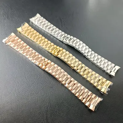 20 mm breites Uhrenarmband, komplett aus massivem Silber, Gold, Roségold, Armband, Uhrenzubehör, Image
