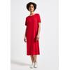 Midikleid STREET ONE, Damen, Gr. 46, EURO-Größen, rot (glory rot), Stoff, 95% Viskose, 5% Elasthan, unifarben, casual, normal wadenlang, Rundhals, Kurzarm Bündchen, Kleider, mit Rundhalsausschnitt